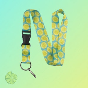 Lemons Lanyard with Release Buckle and Key Chain Holder
