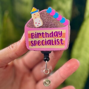 Funny Acrylic Badge Reel | L&D Birthday Specialist Cake | Nurse Badge Reel | ID Badge Holder | Nurse Gift | Nurse Badge Holder | Cute ID
