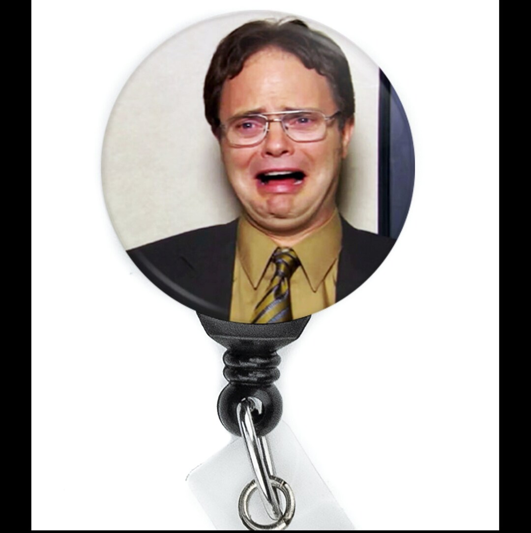 The Office Dwight Schrute Funny Cry Face Retractable Badge Reel With ...