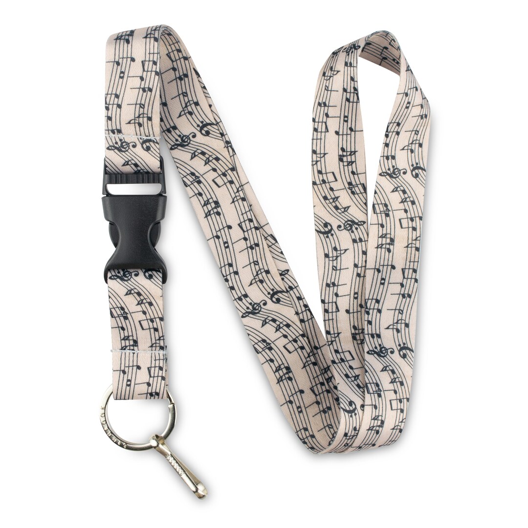 Music Notes Lanyard With Release Buckle and Key Chain Holder Etsy