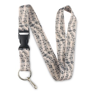 Music Notes Lanyard with Release Buckle and Key Chain Holder