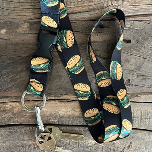 Burger Lanyard with Release Buckle and Keychain Holder