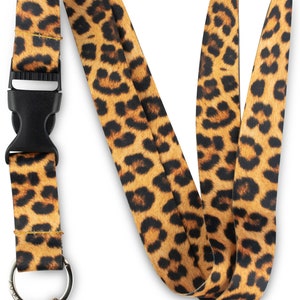 Leopard Animal Print Lanyard with Release Buckle and Key Chain Holder