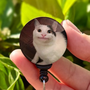 Funny Badge Reel | Polite Cat Meme | Nurse Badge Reel Funny | ID Badge Holder | Nurse Gift | Nurse Badge Holder | Cute ID Badge Reel