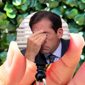 The Office Michael Scott Lustig Over It Disappointed Face Meme einziehbare Badge Reel mit Swing-Clip und 36-Zoll-Schnur, lustige Badge Reel