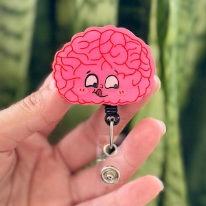 Funny Acrylic Badge Reel | Cute Brain Mental Health | Nurse Badge Reel | ID Badge Holder | Nurse Gift | Nurse Badge Holder | Cute ID Reel