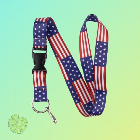 American Flag Lanyard With Release Buckle and Keychain Holder Etsy