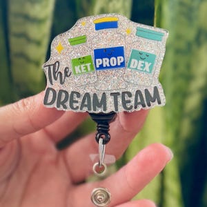 Funny Acrylic Badge Reel | Dream Team Meds IV Pharmacy | Nurse Badge Reel | ID Badge Holder | Nurse Gift | Nurse Badge Holder | Cute ID