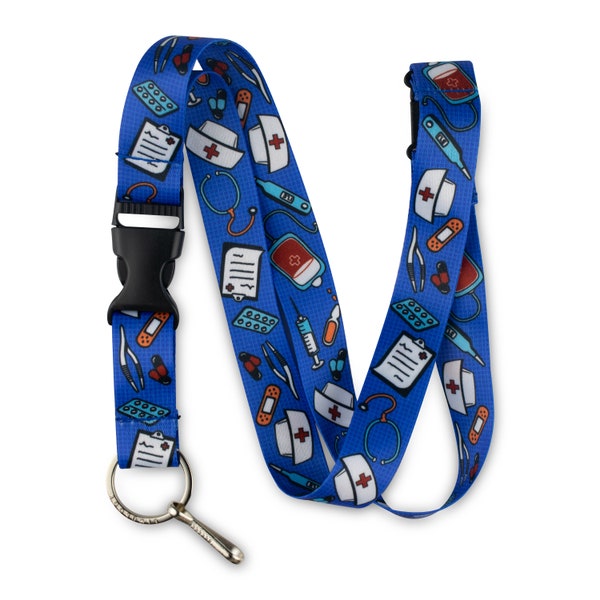 Nurse Lanyard for Keys and Badges with Buckle and Safety Breakaway. 2 Designs to Choose.