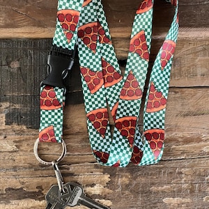 Pizza Lanyard | Food Theme | Restaurant Lanyard Quick Release Buckle and Flat Ring.