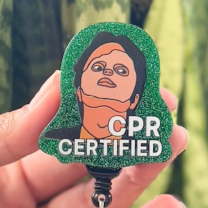 Funny Acrylic Badge Reel | The Office Dwight CPR Certified | Nurse Badge Reel | Cute ID Badge Holder | Nurse Gift | Nurse Badge Holder