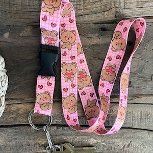 Kawaii Bear Lanyard with Release Buckle and Keychain Holder
