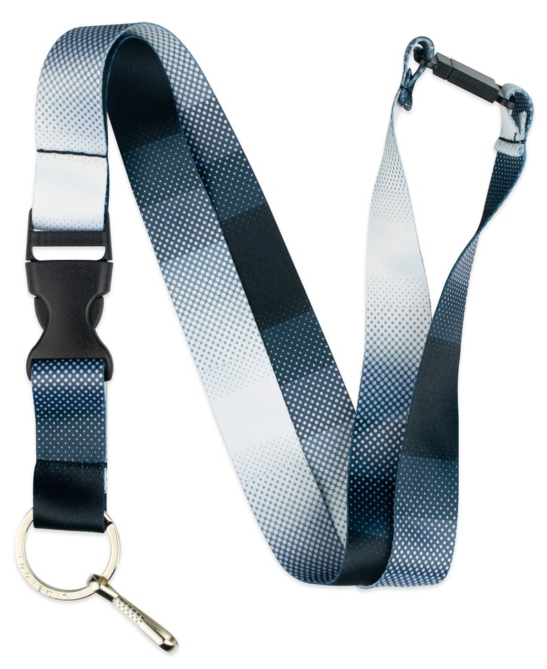 Greyscale Lanyard with Breakaway, Release Buckle, and Flat Ring image 1