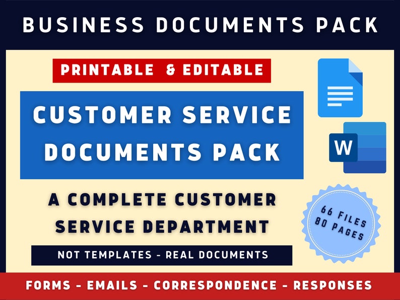 Business Customer Service Documents Pack or Toolkit for Best Customer