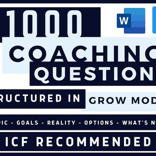 1000 Coaching Questions Compiled in GROW Model | Coaching Session Questions | For Social Media Post | To Develop Coaching Workbooks & Sheets