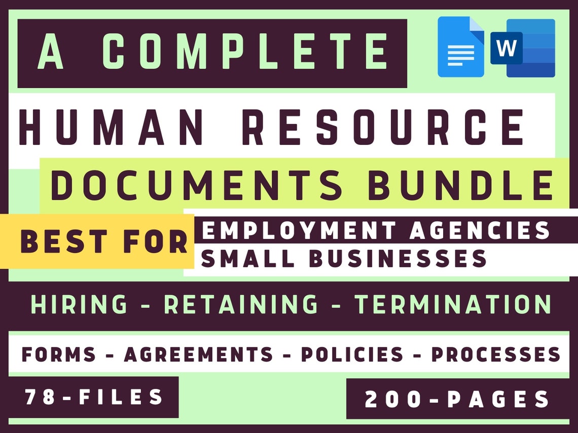 Printable Small Business Human Resource Documents & Forms Etsy