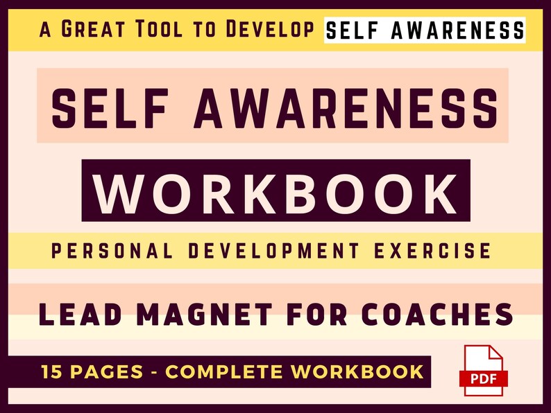 DIY Self Development Workbook Self Awareness Worksheets Be Your Own