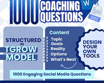 1000 Coaching Questions Compiled in GROW Model | Therapy Session Questions | For Social Media Post | Develop Coaching Workbooks & Sheets