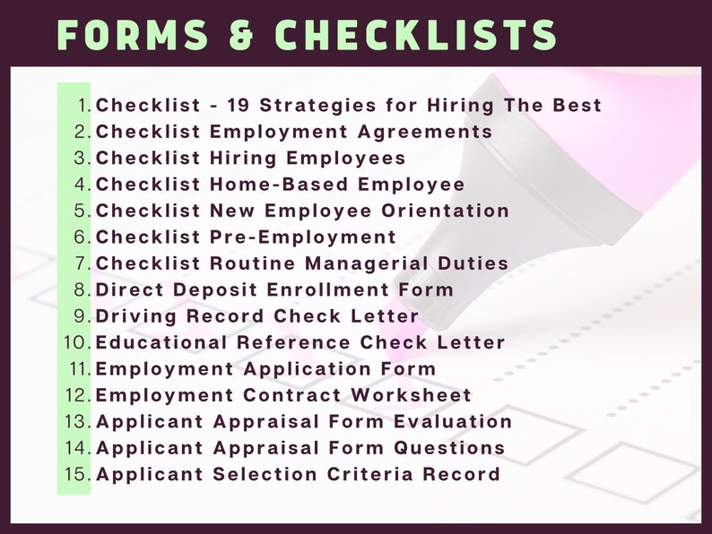 Printable Small Business Human Resource Documents & Forms Etsy