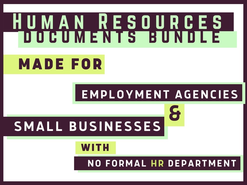 Printable Small Business Human Resource Documents & Forms Etsy