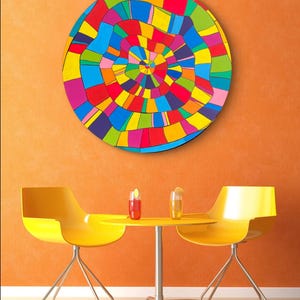 Peinture acrylique ronde originale sur toile de 80 cm de diamètre * Peinture UNIQUE * Décoration murale salon bureau énergie tableau * Fait main * Abstrait moderne