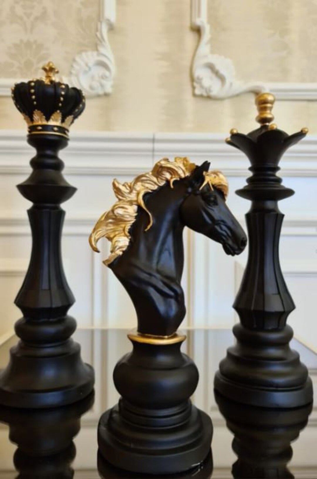Three Piece Chess Statue Set Chess Decor for Home Chess Set - Etsy