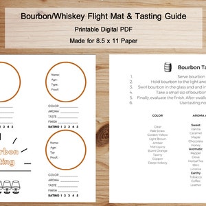 Guia de degustação e tapete de voo para impressão de Bourbon/Whiskey | Avalie seu Bourbon/Whisky | Download instantâneo