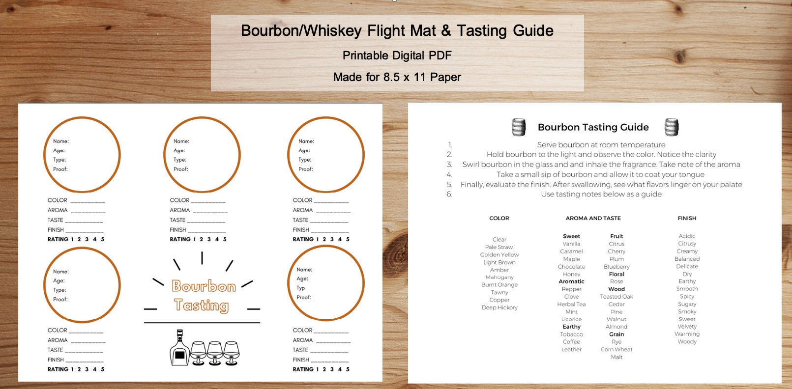 Free Printable Bourbon Tasting Sheet Pdf