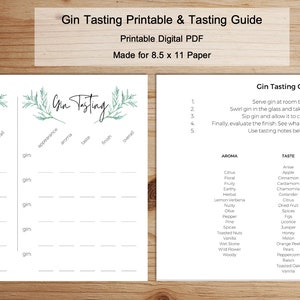 Gin Tasting Printable and Tasting Guide | Rate your Gin | Instant Download