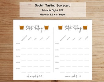 Scotch tasting flight score mat | rate your scotch | Instant Download