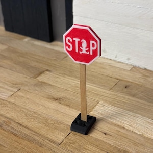 Gnome Construction Site (Guidepost, Stop Sign, Warning Sign, Pylons) - Gnome | Fairy | Decoration | Miniverse | Gnome Accessories 1 x Stopschild