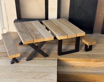 Tavolo da pranzo, panca, sgabello, kit di artigianato moderno - Gnomo | Fata | Casa delle bambole | Miniverse | Accessori per gnomi