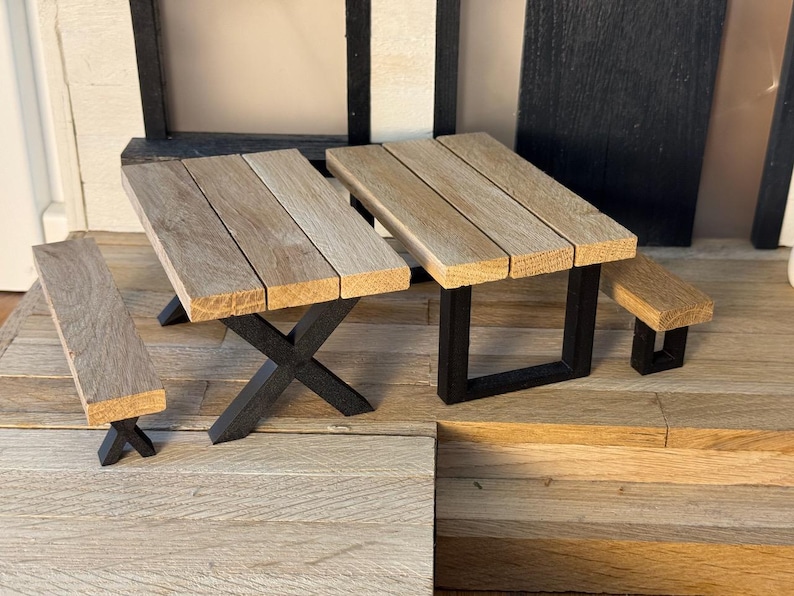 Kit de bricolage moderne pour table, banc et tabouret de salle à manger sur le thème des gnomes - Gnome | Fée | Maison de poupée | Miniverse | Accessoires pour gnomes image 1