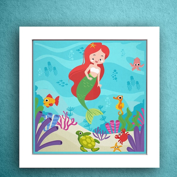 Little Mermaid Shadow Box, 3D Princess Svg, Ocean Shadow Box, Deep Sea SVG, Fish Coral Shadow Box, Shadow Box Files For Cricut