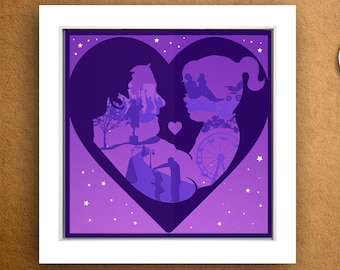 Vader-dochter Shadow Box SVG, 3D Papercut-ontwerp (digitale download)