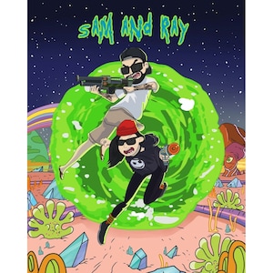 VENTE ! Portrait personnalisé Rick et Morty, Portrait R n M, Portrait de couple, Dessin d’après photo, Cadeau de Noël, Cadeau personnalisé, Cadeau pour lui