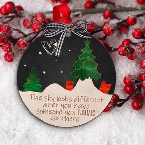 Memorial Christmas Ornanment Laser Cut, The Sky Looks Different Svg, Christmas Ornament SVG, 3D Wood Ornament, Ornament Svg