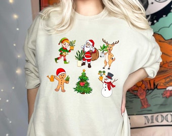 Funny Plant Lady Christmas Sweatshirt, Santa Plant Shirt, Christmas Tree, Snowman, Elf Plant Shirt, Plant Lover Shirt, Gardener Gift