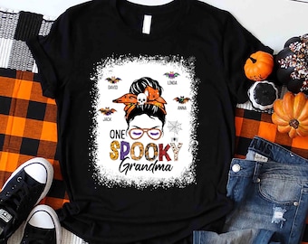 Personalized Spooky Grandma Halloween Shirt, Custom Names