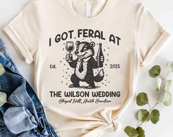 Custom Feral Raccoon Wedding Shirt, Party Favor Keepsake