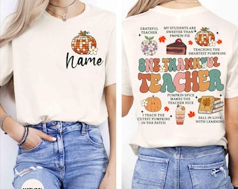 Custom Teacher Fall Shirt, Thankful Pumpkin Retro Design