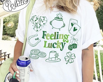 Camiseta "Sintiendo suerte", camiseta "Western" del Día de San Patricio, sudadera con trébol, camiseta "Country Irish", camisetas "Western" del Día de San Patricio, camisetas "Lucky Vibes"