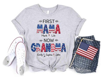Personalized 4th of July Mama Shirt, Patriotic USA Family Tee