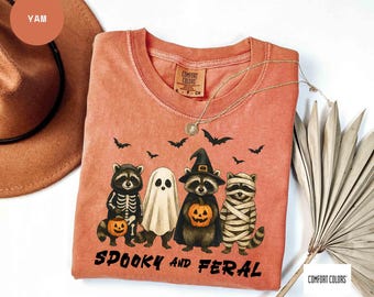 Comfort Colors Halloween Raccoon Shirt, Spooky Ghost Tee