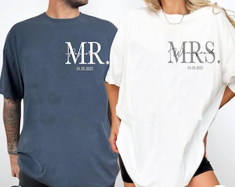 Personalized Mr. And Mrs. Shirt, Just Married Shirt,Wedding Anniversary Gift,Matching Couples Shirt,Honeymoon Gift, Custom Wifey Hubby Shirt