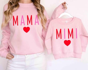 Custom Matching Mama Mini Shirt, Valentine Mother's Day Gift, Matching Mommy and Me Pink Tee, Mother Daughter Shirts, Mama Mini Outfit