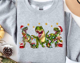 Dinosaur Christmas Sweatshirt, Xmas Dinosaur Sweatshirt, T-Rex Christmas Shirt, Tree Rex Dinosaur Sweater, Dinosaur Lover Christmas Crewneck