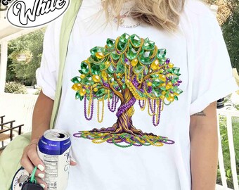 Camiseta con árbol de cuentas de Mardi Gras, camiseta de carnaval de Luisiana, camiseta de Mardi Gras Comfort Colors®, camiseta de Martes de Carnaval, camiseta Coquette, camiseta del Festival de Luisiana