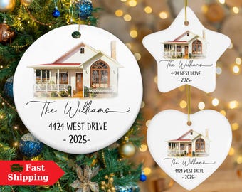 Custom Watercolor House Painting Ornament, Personalized New Home Gift