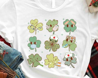 St Patrick's Day Irish Shirt, St Paddys Nurse Shirt,Shamrock Stethoscope Doctor Tee,Clover Nurse Lucky Shirt, ER RN Nicu ED Irish Nurse Gift